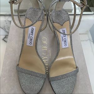 NIB Jimmy Choo Minny 85 Silver Glitter NYE Wedding Pumps Heels Size 38 $795
